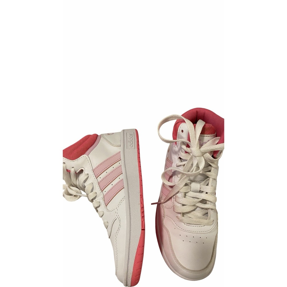 Youth Size 3 Adidas Hot Pink and White Athletic Shoes